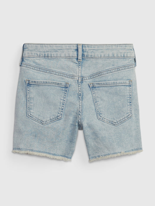 Kids High Rise Denim Midi Shorts with Washwell