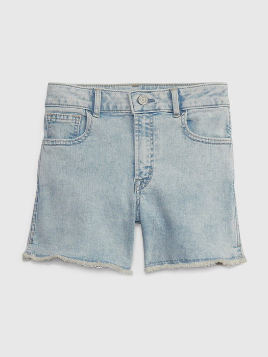 Kids High Rise Denim Midi Shorts with Washwell
