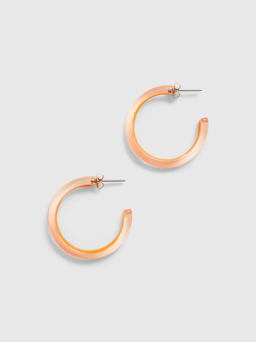 Chunky Enamel Hoop Earrings - blood orange