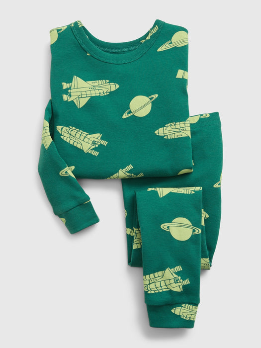 babyGap 100% Organic Cotton Space PJ Set - jade stone green