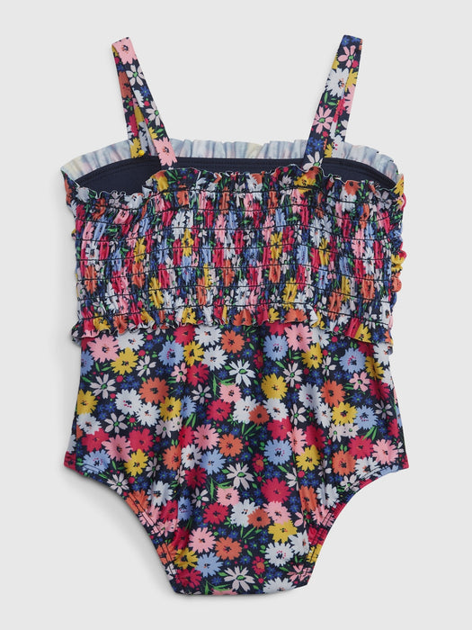 Toddler Recycled Daisy Swim One-Piece - bold pink ditsy floral