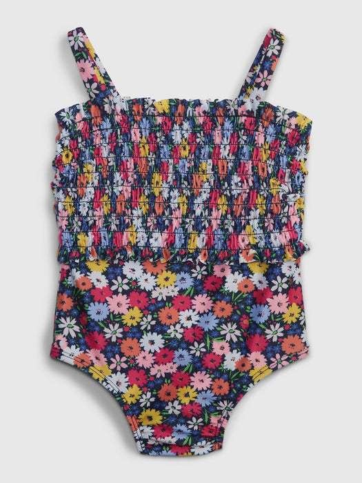 Toddler Recycled Daisy Swim One-Piece - bold pink ditsy floral