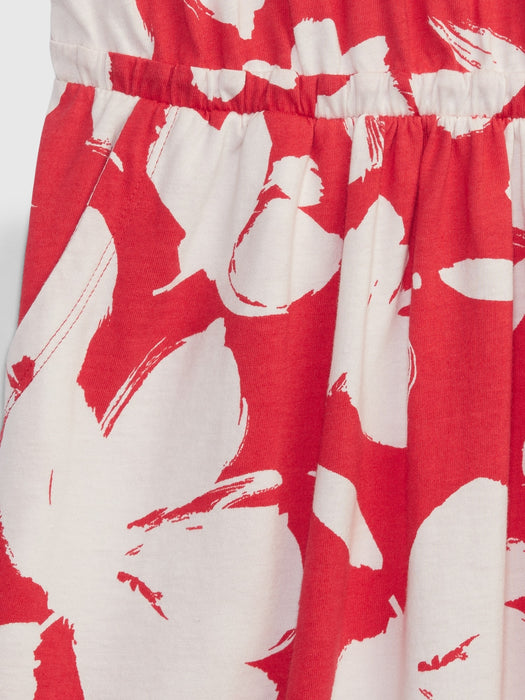 Kids Cutout Tank Dress - red floral print