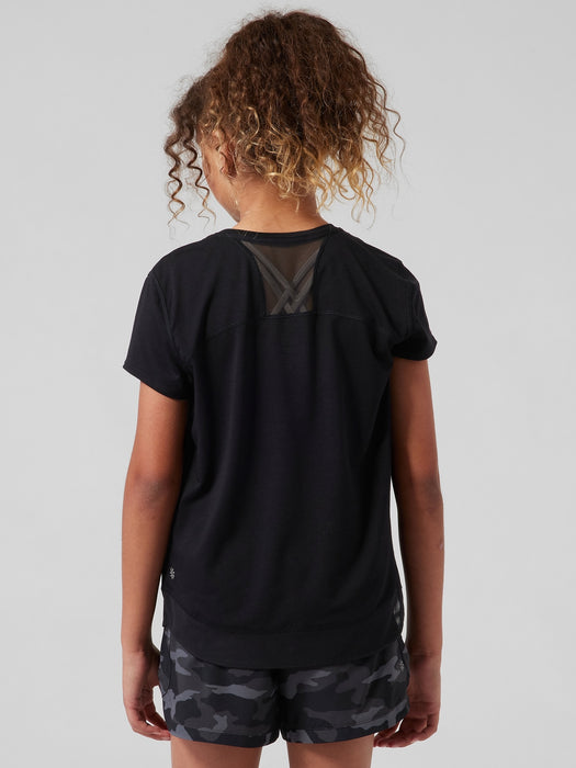 Athleta Girl On the Move Mesh Tee - Black