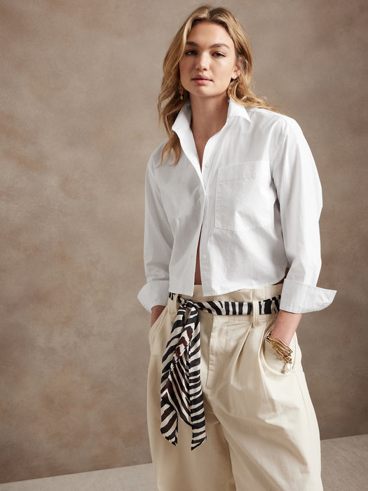 Petite Boxy Cropped Shirt