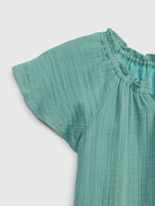 Toddler Crinkle Gauze Tiered Dress - lagoon blue