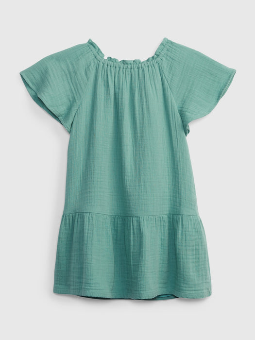 Toddler Crinkle Gauze Tiered Dress - lagoon blue
