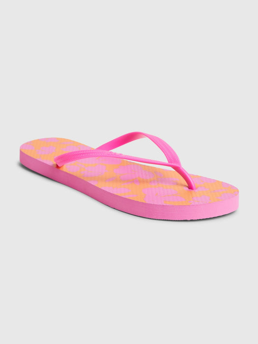 Partially Plant-Based Printed Flip Flops - blood orange floral