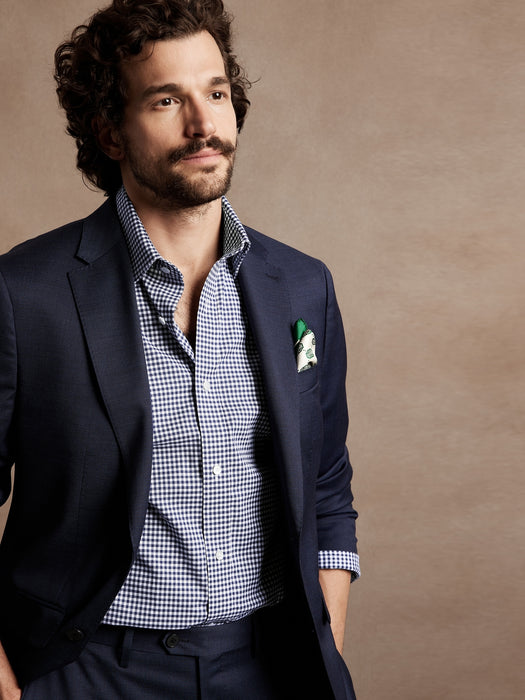 Oxford Dress Shirt - Navy Plaid