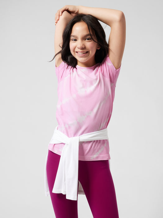 Athleta Girl Power Up Tie Dye Tee - Quartz Pink