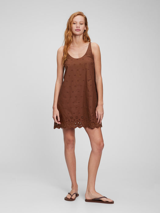 Eyelet Scalloped Mini Dress