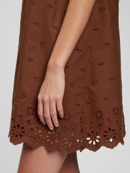 Eyelet Scalloped Mini Dress