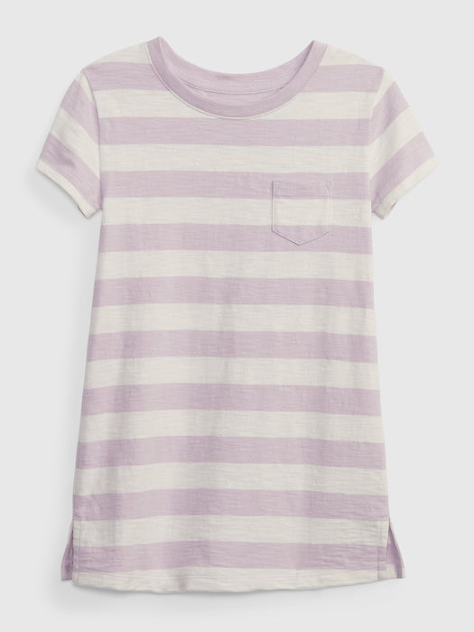 Toddler Pocket T-Shirt Dress - lavender purple stripe