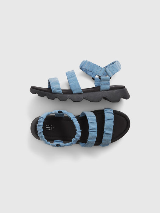 Kids Ruched Sandals - blue chambray