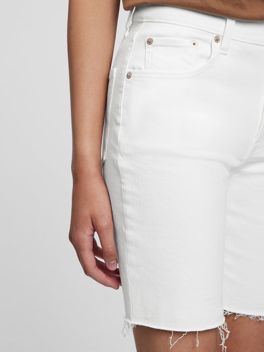 High Rise Denim Bermuda Shorts with Washwell