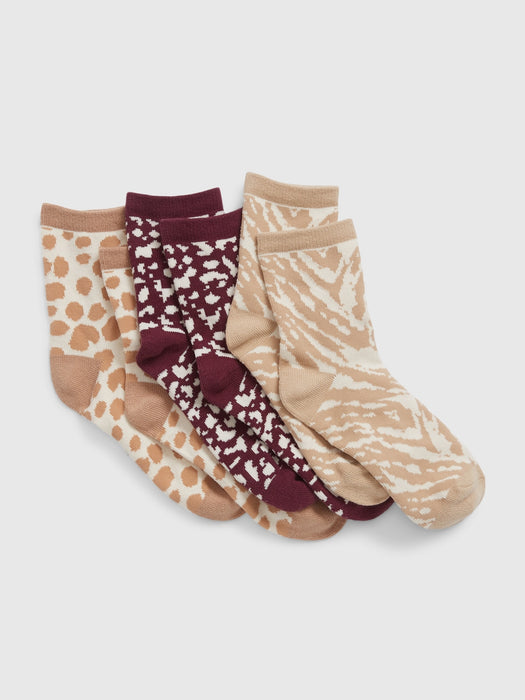 Kids Animal Print Crew Socks (3-Pack)