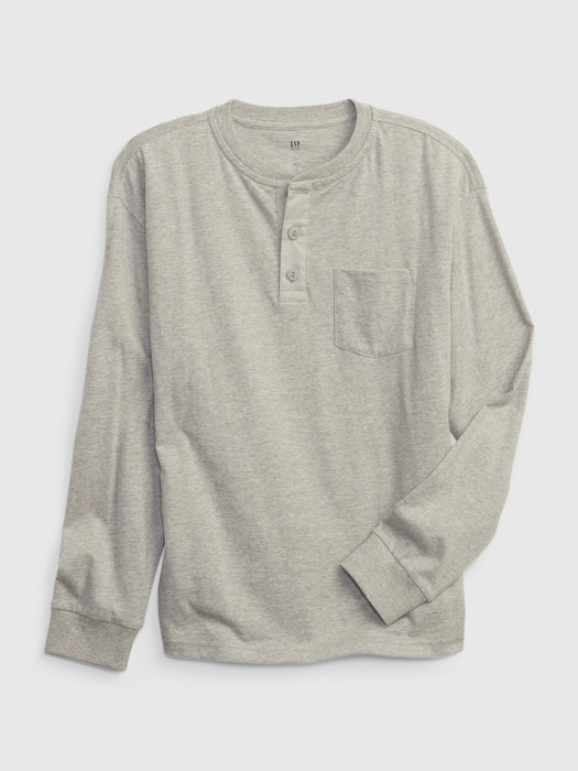 Kids Henley Pocket T-Shirt - light heather grey