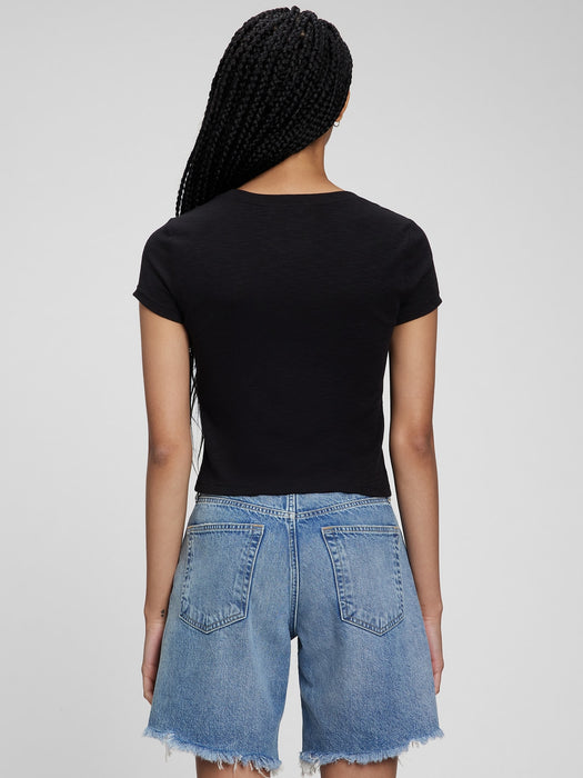 Rib Cap Sleeve T-Shirt