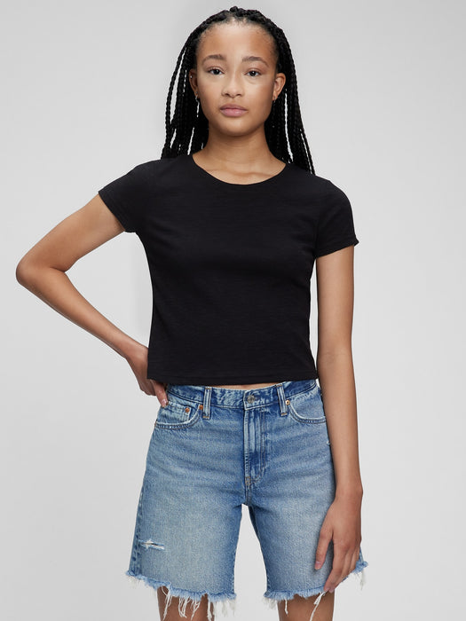 Rib Cap Sleeve T-Shirt