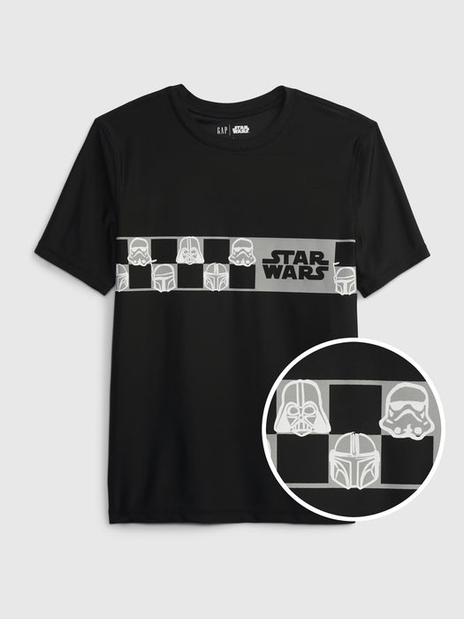 Kids Recycled Swim Rash Guard - star wars true black