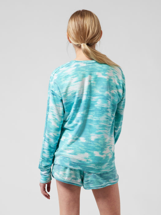 Athleta Girl Ride the Wave Sweatshirt - Inversion Texture Sea Fog Blue