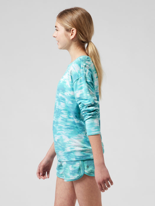 Athleta Girl Ride the Wave Sweatshirt - Inversion Texture Sea Fog Blue