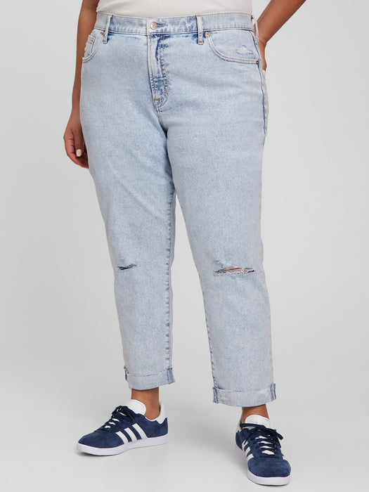 Mid Rise Girlfriend Jeans with Washwell