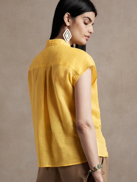 Ramie Utility Shirt - Yellow Umbrella