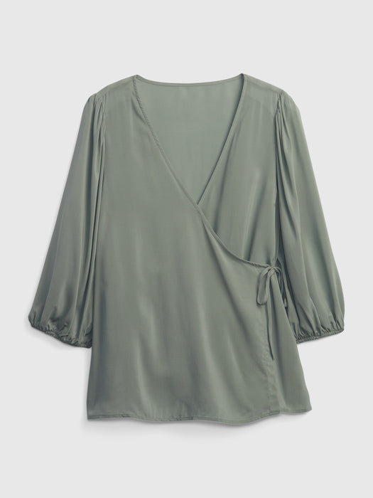 Maternity Wrap-Front Nursing Shirt - green