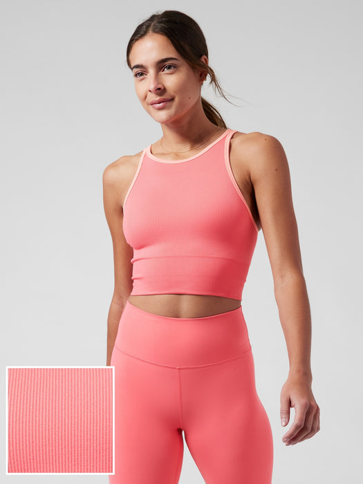 Aurora Seamless High Neck Crop Tank - Coral Petal