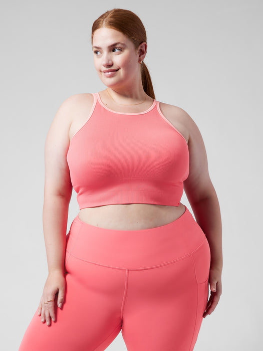 Aurora Seamless High Neck Crop Tank - Coral Petal