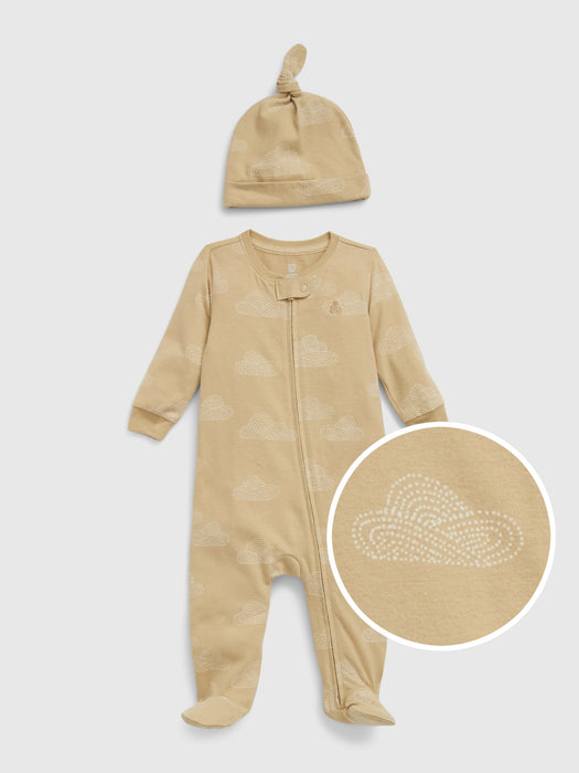 Baby 100% Organic Cotton 2-Piece Outfit Set - new sand beige