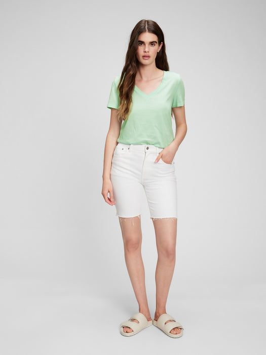 100% Organic Cotton Vintage V-Neck T-Shirt - brook green