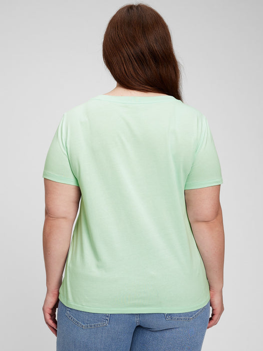 100% Organic Cotton Vintage V-Neck T-Shirt - brook green
