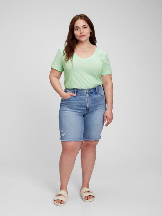 100% Organic Cotton Vintage V-Neck T-Shirt - brook green
