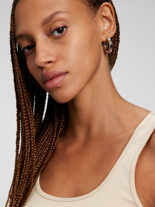 Chunky Classic Hoop Earrings - silver