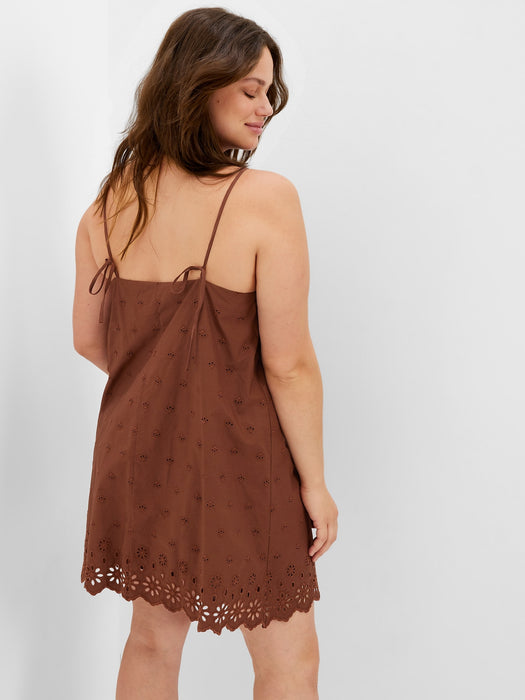 Eyelet Scalloped Mini Dress