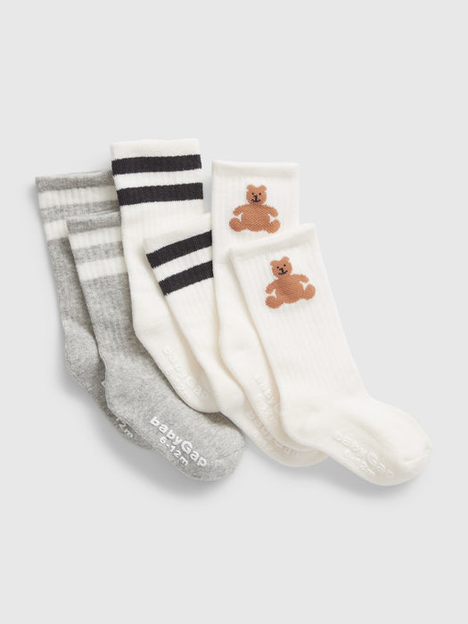 Baby Brannan Bear Crew Socks (3-Pack) - new off white