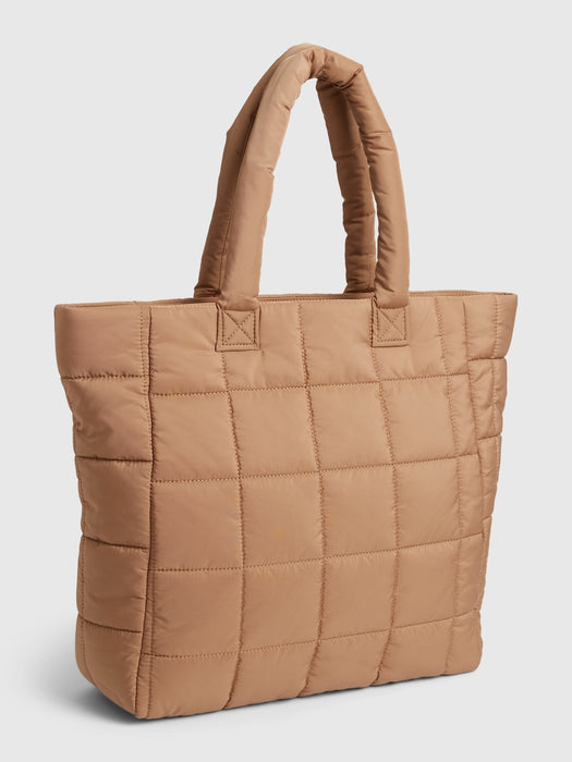 Puffer Tote Bag - holiday brown