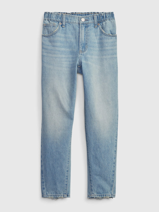 Kids High Rise Barrel Jeans with Washwell
