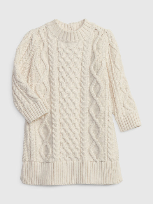 Baby Cable Knit Sweater Dress - birch beige