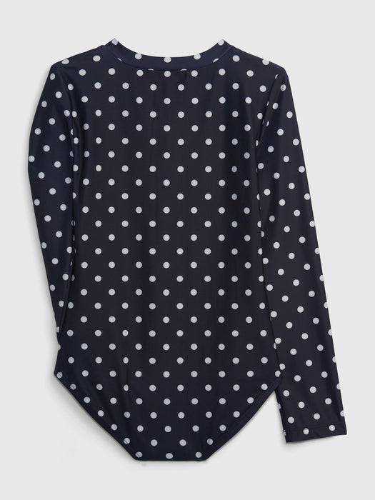 Kids Recycled Zipper Rash Guard Swim One-Piece