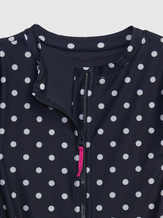 Kids Recycled Zipper Rash Guard Swim One-Piece