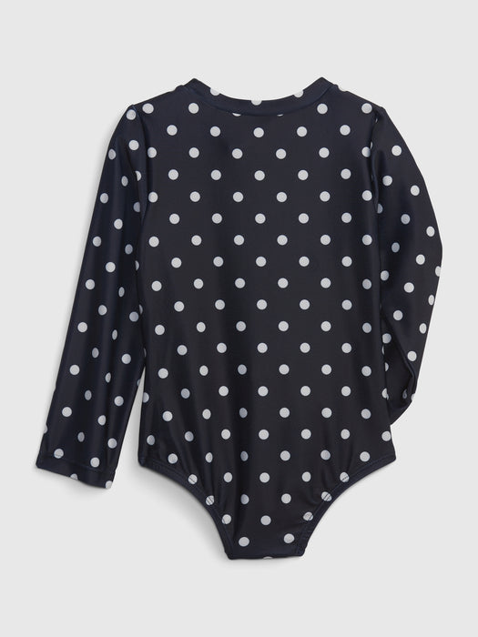 Toddler Recycled Polka Dot Rash Guard Swim One-Piece