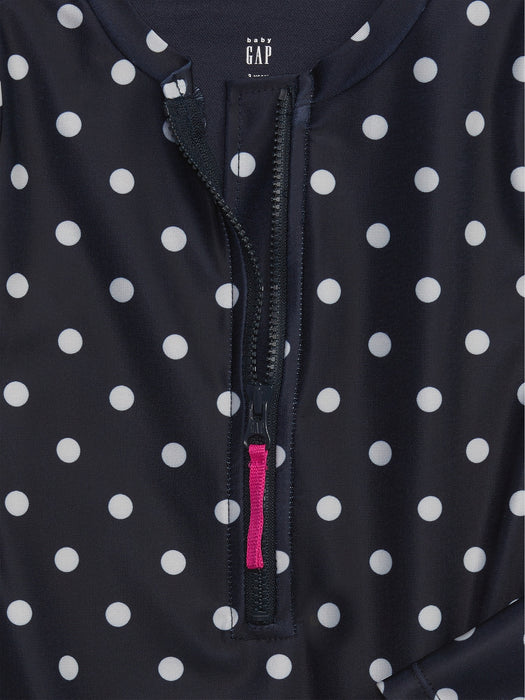 Toddler Recycled Polka Dot Rash Guard Swim One-Piece