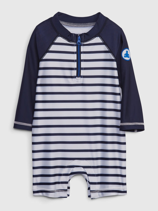Baby Recycled Stripe Rash Guard Swim One-Piece