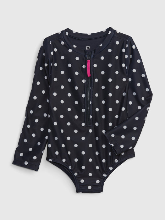 Toddler Recycled Polka Dot Rash Guard Swim One-Piece