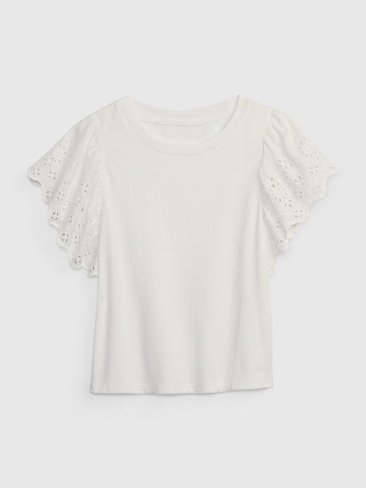 Kids Eyelet Sleeve Top - new off white