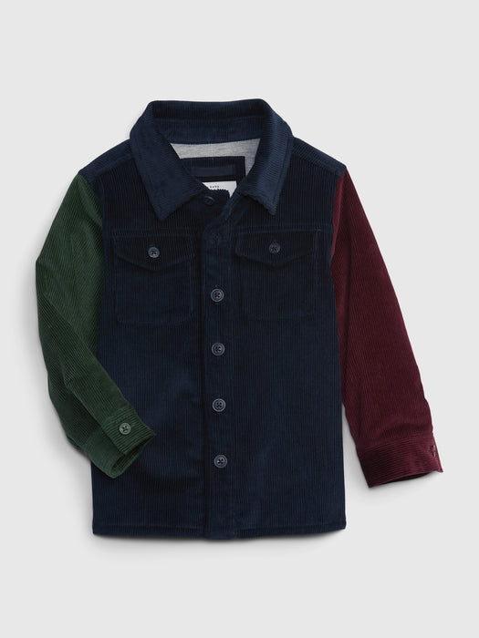 Toddler Colorblock Corduroy Shirt Jacket - blue