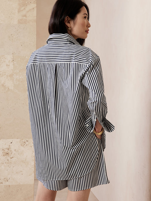 The Oversized Shirt - Navy Stripe